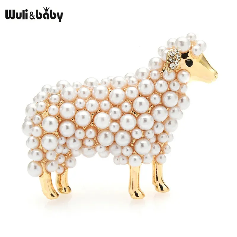 Wuli baby 2-färgade pärlfårbroscher för kvinnor unisex fina djur fest casual broschnålar gåvor 231109_voghion.com