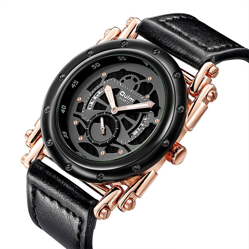 OULM Brand Watches Men Leather Date Quartz Wrist Watch 3399_voghion.com