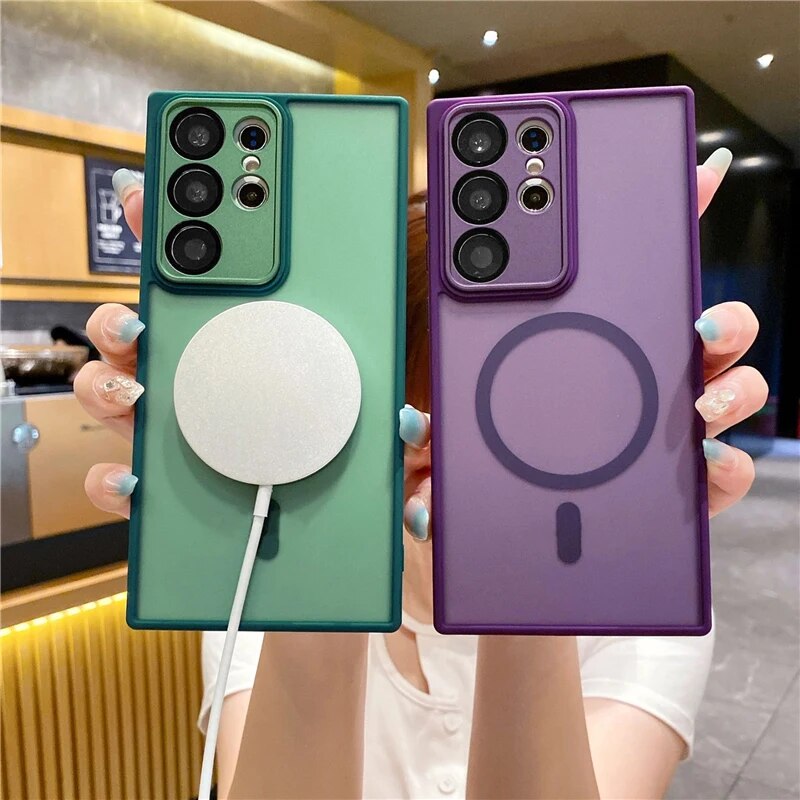 Magnetic Matte Translucent Shockproof Case For Samsung Galaxy_voghion.com