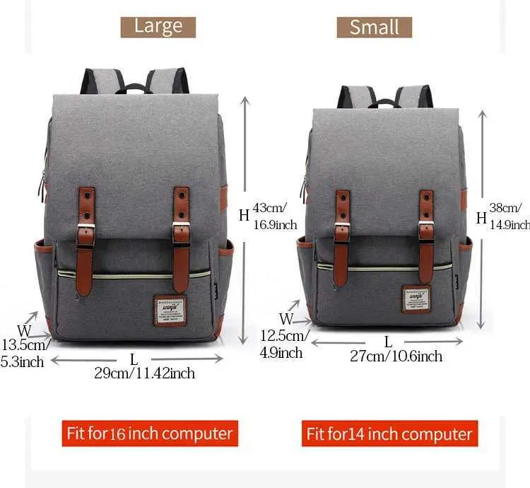 Vintage 16 zoll Laptop Rucksack Frauen Leinwand Männer leinwand Reise Freizeit Rucksäcke Retro Casual Tasche Schule Taschen Für_voghion.com