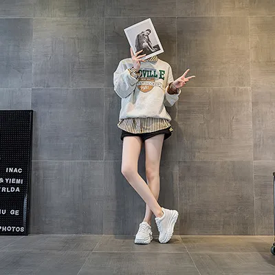 Zapatos deportivos de cuero genuino grueso con punta redonda y suela de bizcocho, transpirables, de malla y versátiles._voghion.com