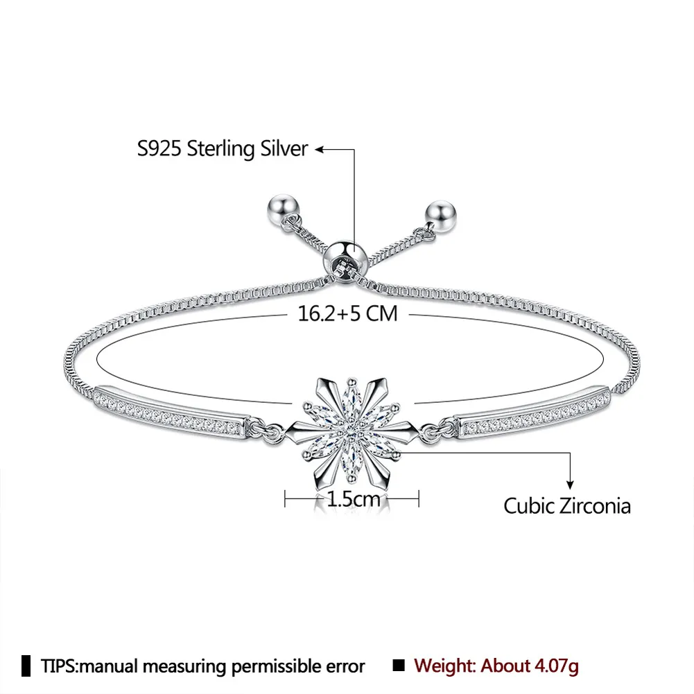 Bracciale con fiocco di neve in argento per donna e ragazza_voghion.com