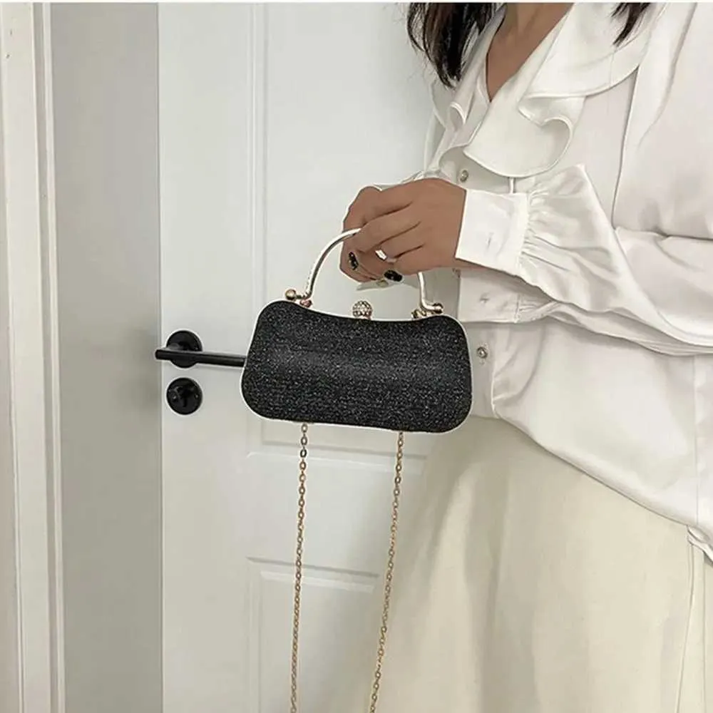 Sac à main de soirée Flash pour femme avec poignée supérieure en métal et bandoulière carrée, sac à chaîne Y241019_voghion.com