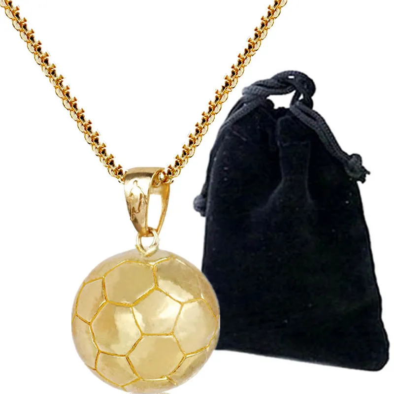 Collane con ciondolo in acciaio al titanio Moda Arrivo Sport Pallone da calcio Calcio Collana Catena a maglie in metallo Uomo Donna_voghion.com