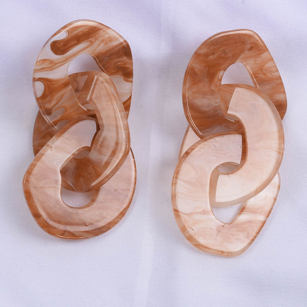 Fashionable Acetic Acid Chain Buckle Japanese and Korean Trendy Marble Pattern Earrings, Female Jewelry_voghion.com