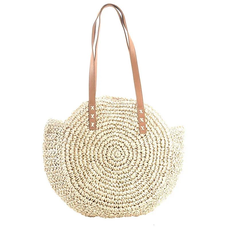 Damen Stroh Schultertasche Für Den Strand Große Handtasche_voghion.com