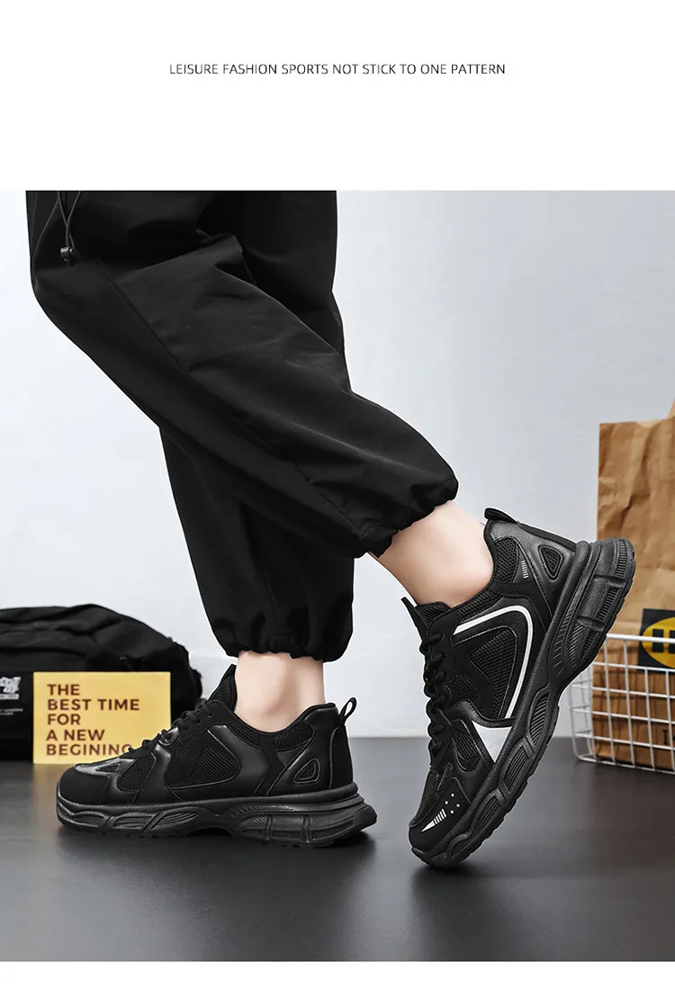 Men's Running Breathable Mesh Trendy Versatile Sneakers Athleisure Casual Style Clunky Shoes White Free Shipping_voghion.com