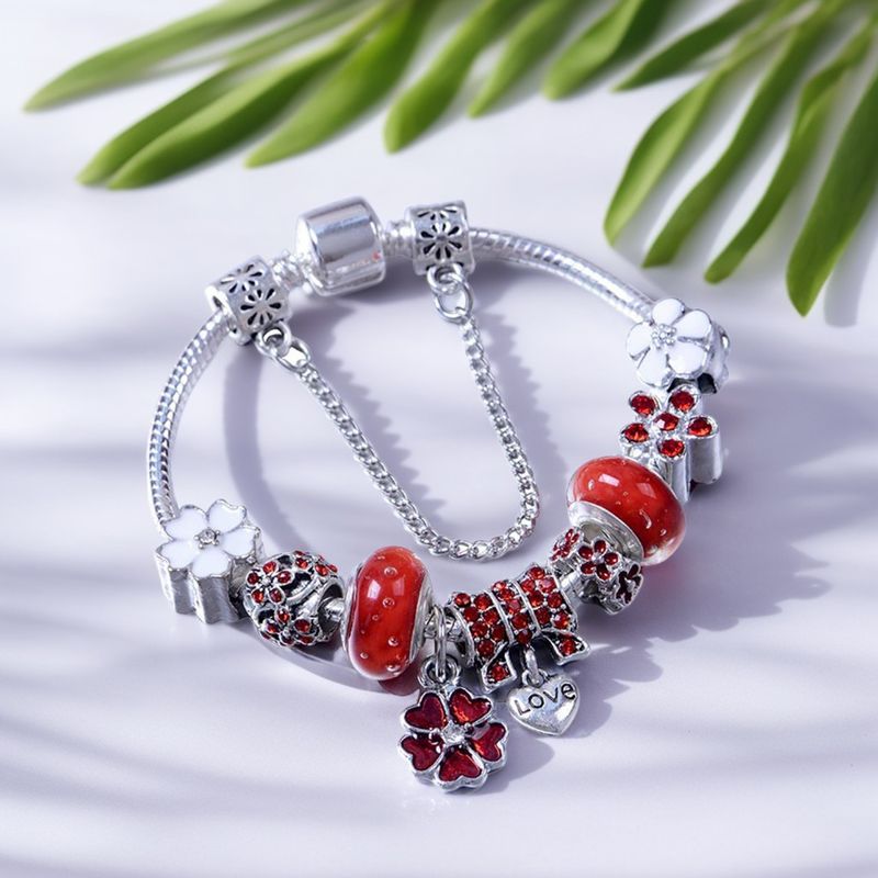 Bracciale charm in acciaio inossidabile con perline smaltate_voghion.com