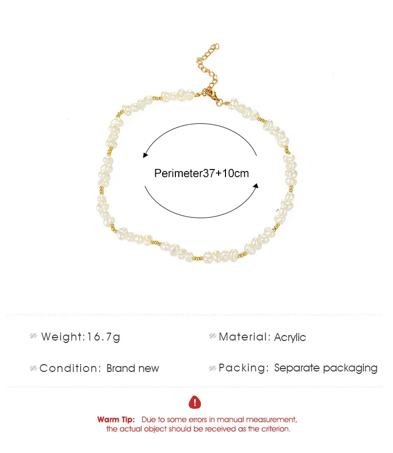 Elegante Unregelmäßige Perlenkette Moderne Handgemachte Kette_voghion.com