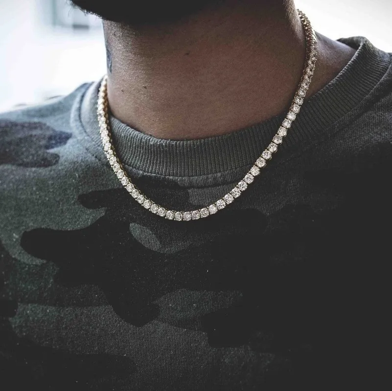 Verige za moške in ženske zlate kvadratne verižice ledeni diamanti hip hop ogrlica choker sier bling luksuzen nakit za_voghion.com