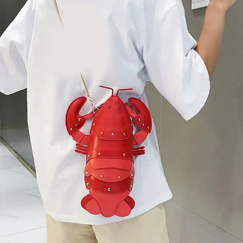 Modische, süße Umhängetaschen aus PU-Leder in Hummerform für Frauen, Schultertasche für Damen, Umhängetasche 240820_voghion.com