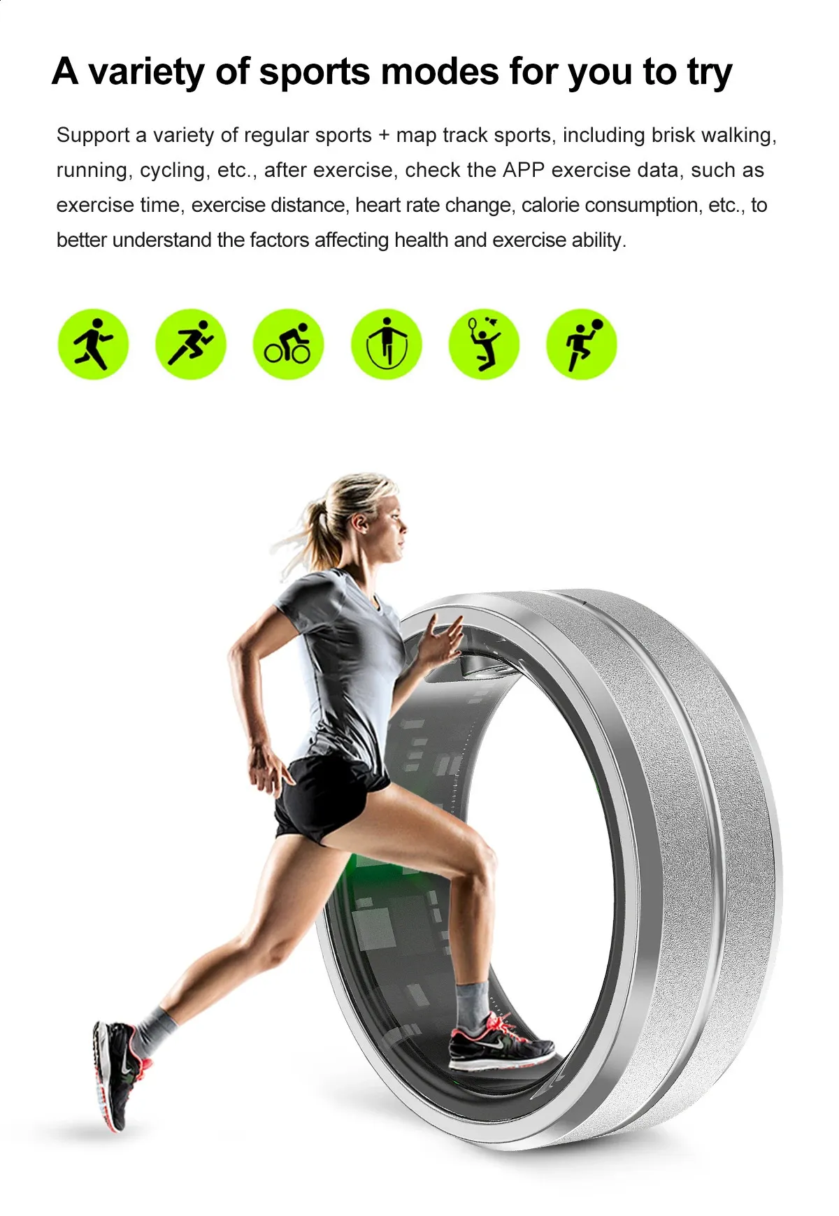 Smart Bracelet Heart Rate Monitoring Waterproof Blood Oxygen Sleep Sport Health Tracker Finger Digital Ring 240730_voghion.com