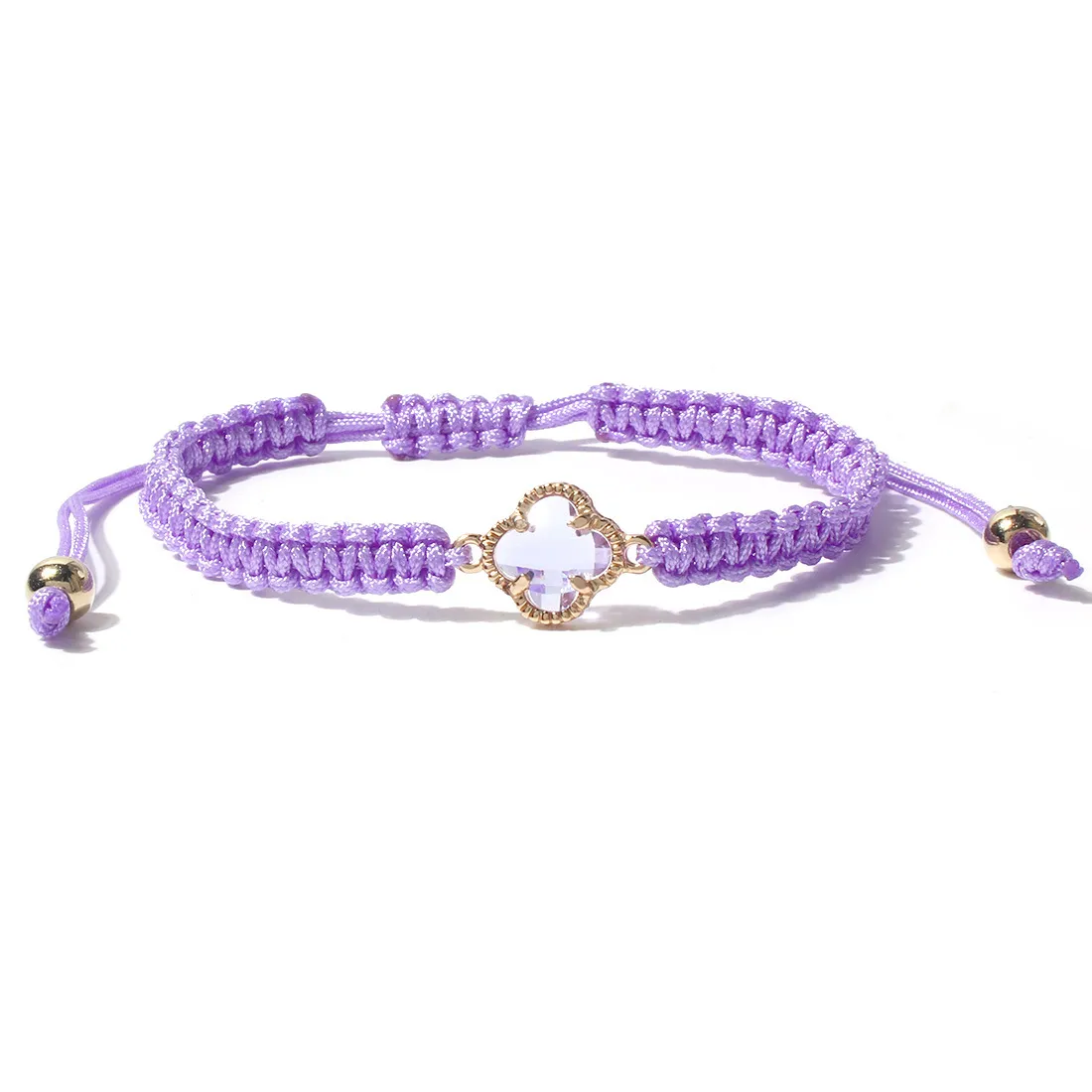 KDC869 großhandel mode handgemachte glück Vierblättriges Kleeblatt Blume charme armband rame seil schmuck frauen string mädchen_voghion.com