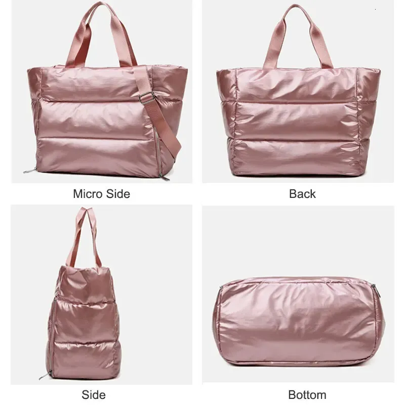Kapazität Umhängetasche für Frauen wasserdichte Nylon Taschen Space Pad Baumwolle Feder unten große weibliche Tote Handtaschen Winter_voghion.com