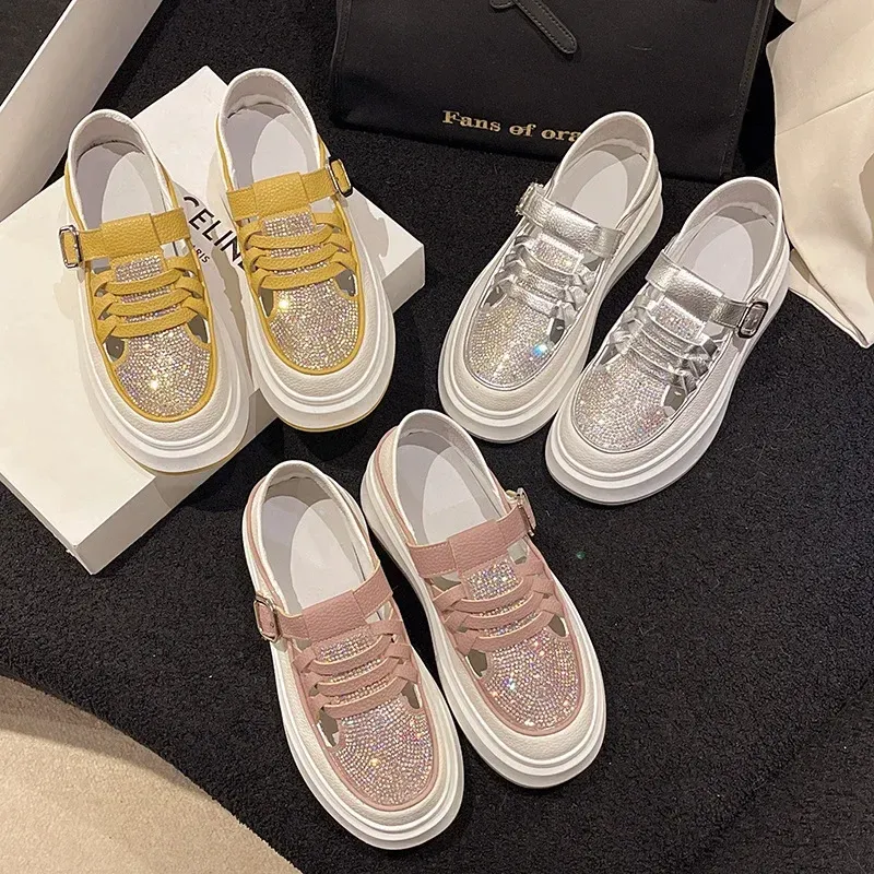 Scarpe casual donna con strass e suola platform estive_voghion.com