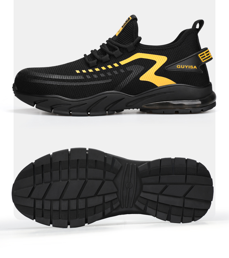 GUYISA Safety Shoes Kasut Kerja Lelaki  Steel Toe Work Shoes Anti-smash CN39-46 1101BK_voghion.com