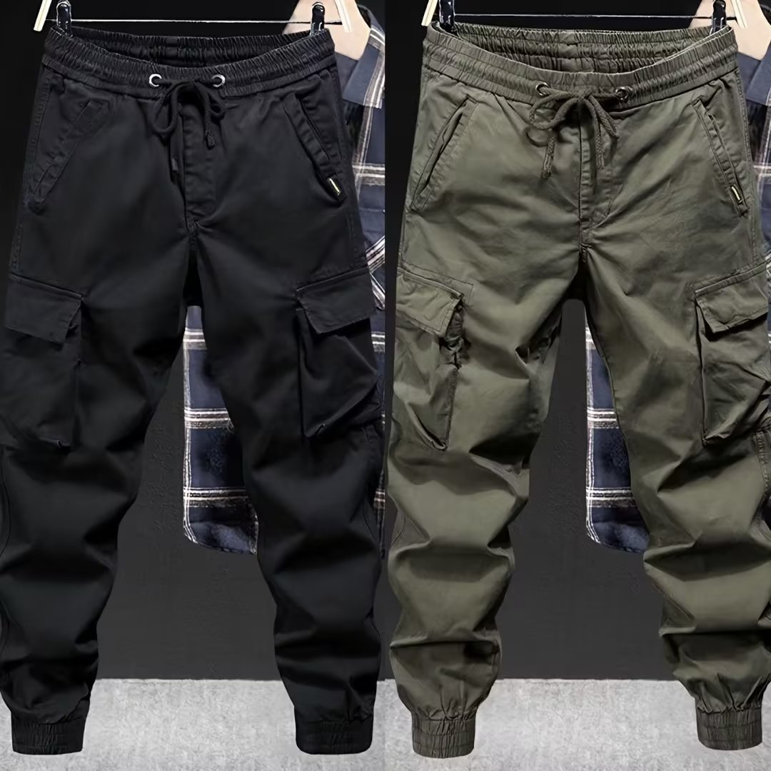 Hipster casual overalls Men's Hipster loose legs solid color overalls pants men's casual pants