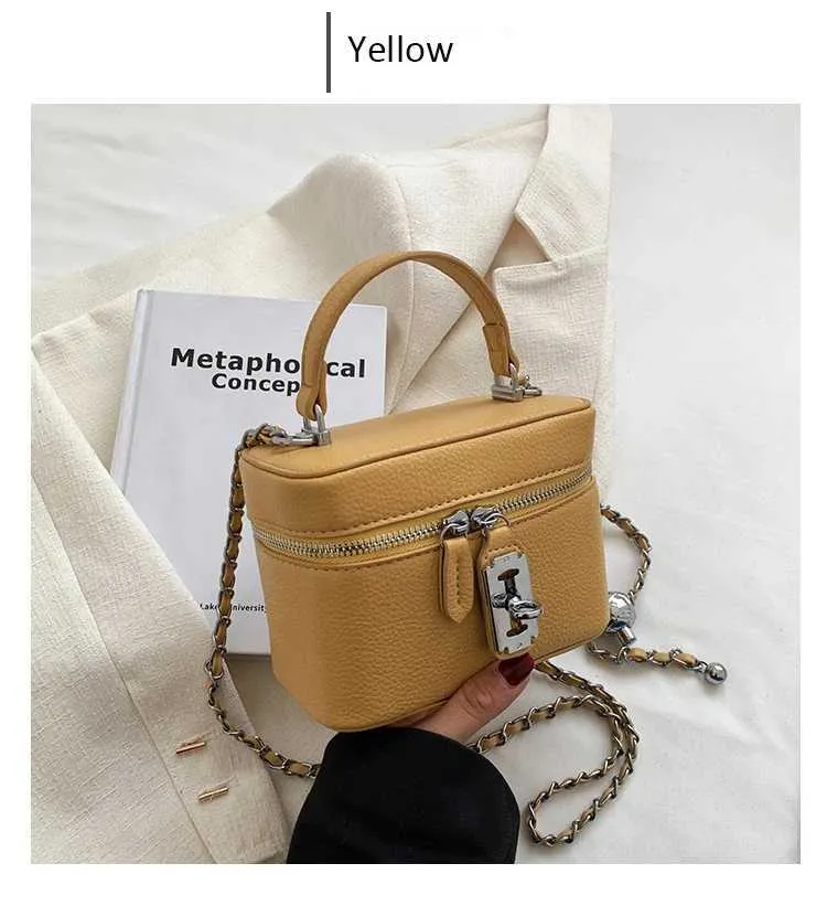 Süße Mini Pu Umhängetasche Solide Flap Box Kette Schulter für Frauen Casual Fashion Lady Commute Lock Messenger Bags_voghion.com