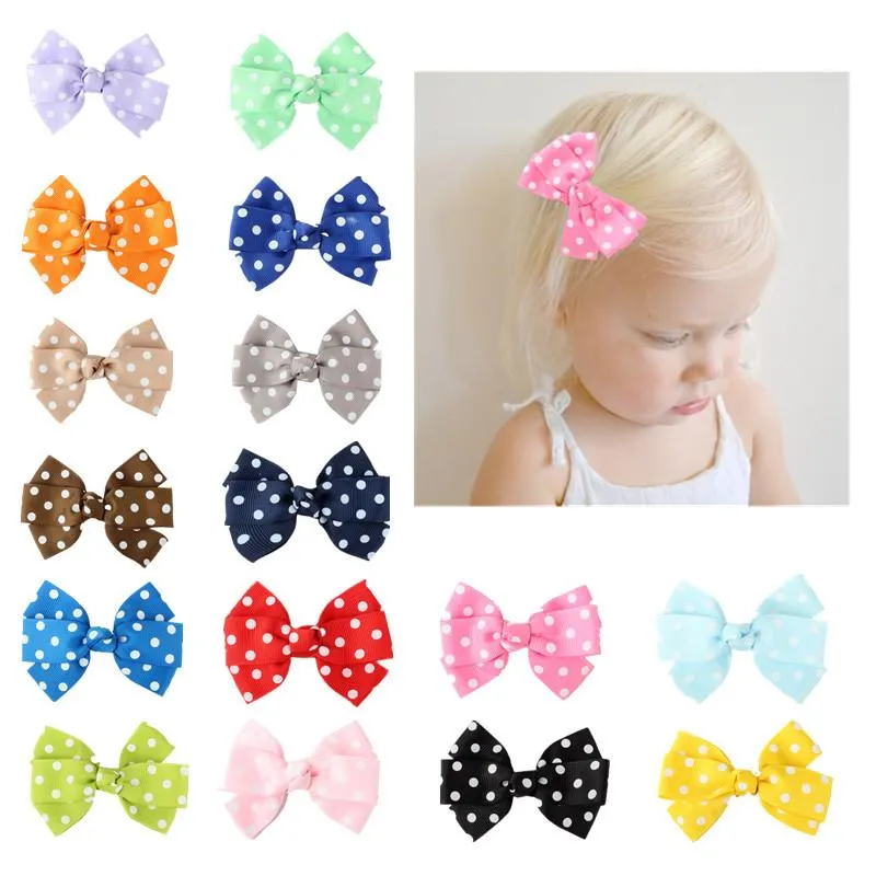 4 Inch Polka Dot Loopy Bow Boutique Girls Clips For Baby Teens Children Fashion Diy Grosgrain Ribbon Hair Bows_voghion.com