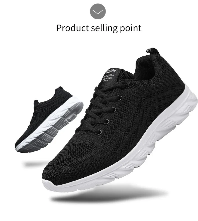 Zapatillas de deporte de punto con cordones para hombre y mujer, informales, atléticas, para correr, caminar, gimnasio, deportes al aire libre, transpirables_voghion.com