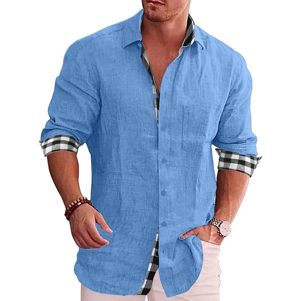 Camicie da uomo Abbigliamento Semplice Maniche lunghe Abiti firmati Camicetta normale Soial Fashion Camicia bianca Cotone e lino_voghion.com