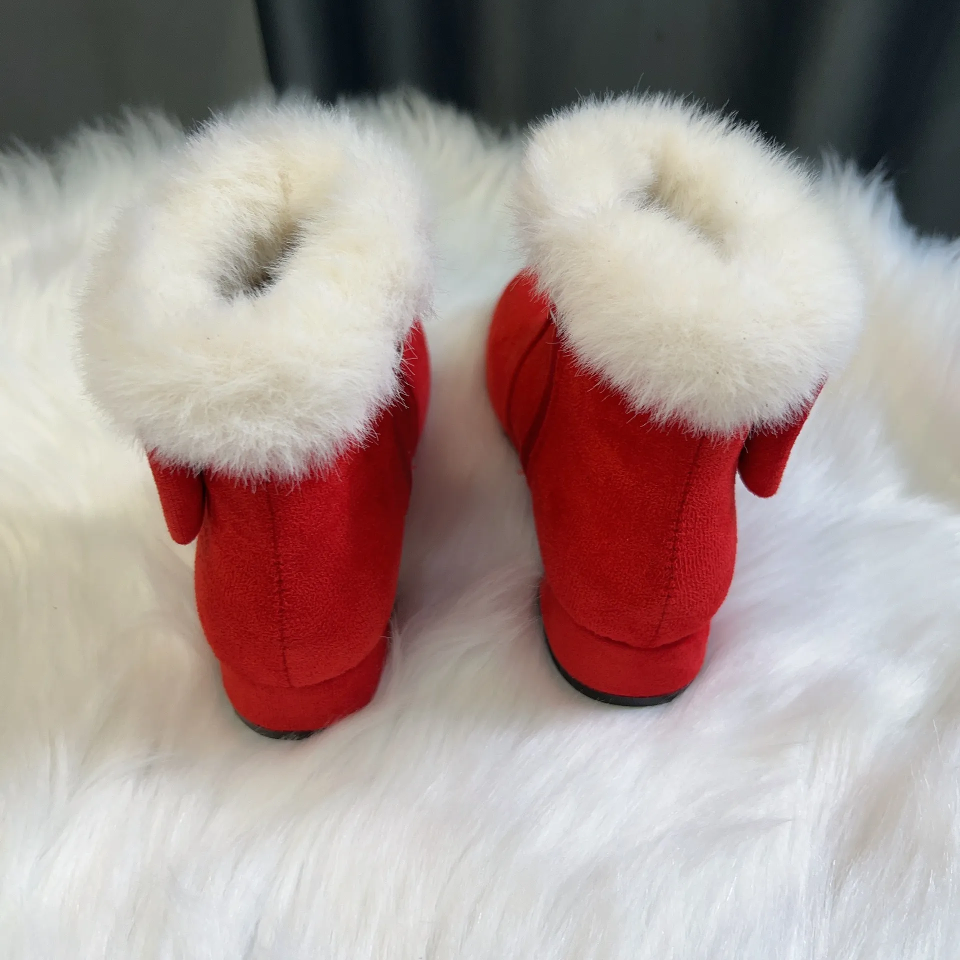 Rot Schwarz Mädchen Schnee Winter Bequem Dicke Warme Mädchen Kinder Kleinkind Happysteps Kinder Wildleder Kurze Outdoor Stiefel Größe_voghion.com