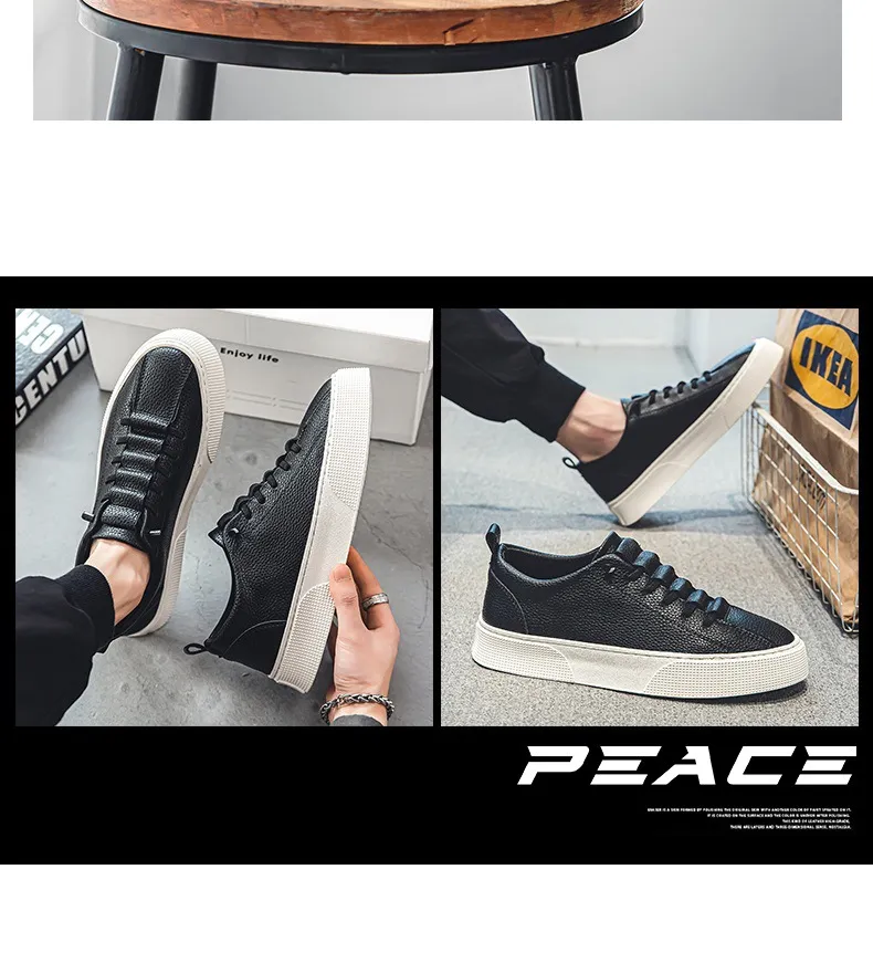 Uomo Classiche Sneakers Bianche Casual Morbide in Pelle con Lacci Moda Uomo Scarpe da Passeggio all'Aperto Scarpe da Ginnastica Maschili_voghion.com