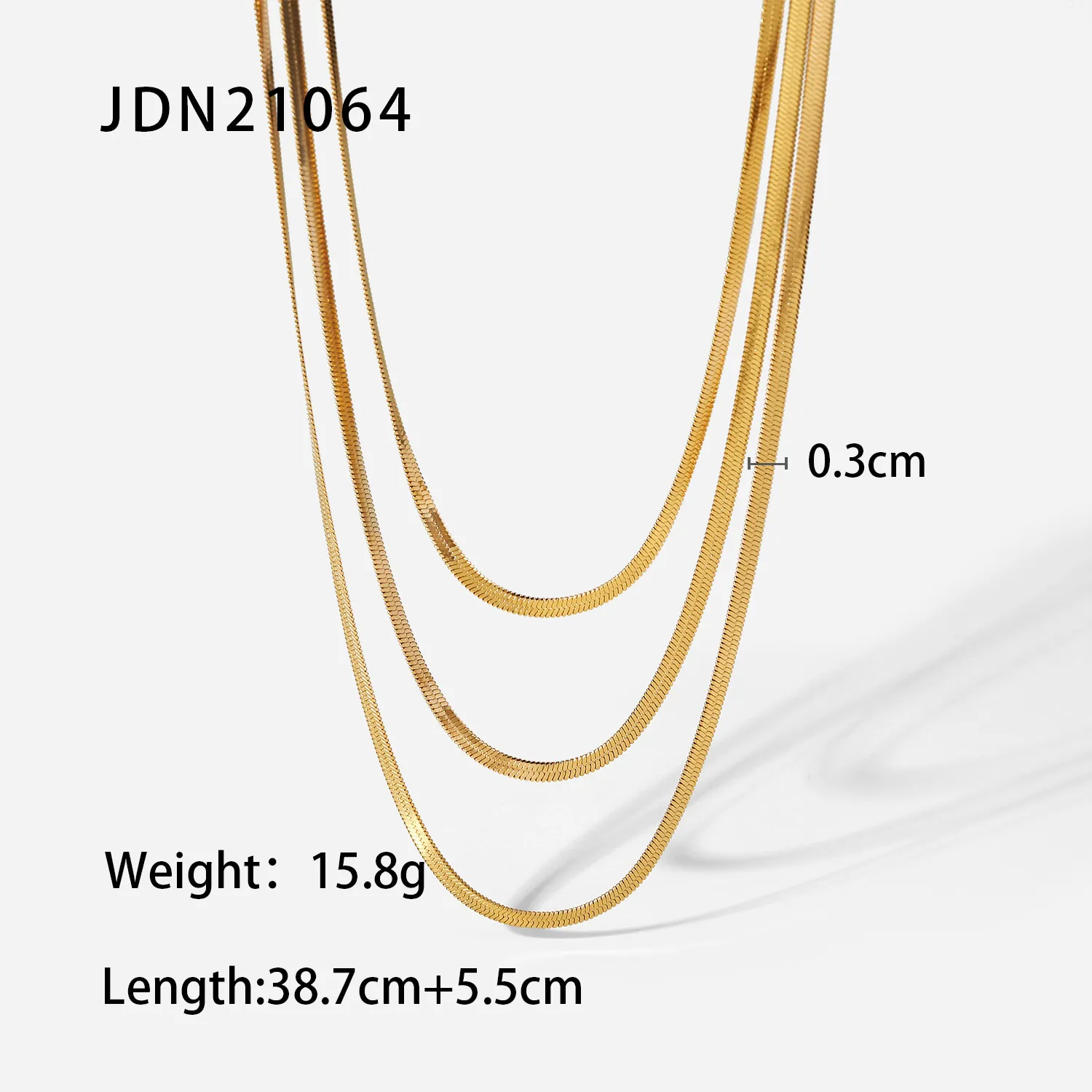 Three Layer Gold Plated Blade Chain Necklace For Women Stainless_voghion.com
