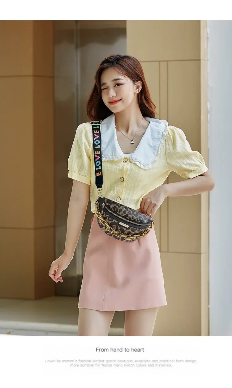 Sac banane bandoulière tendance femme 2023, imprimé léopard simple et décontracté, porté épaule ou buste._voghion.com