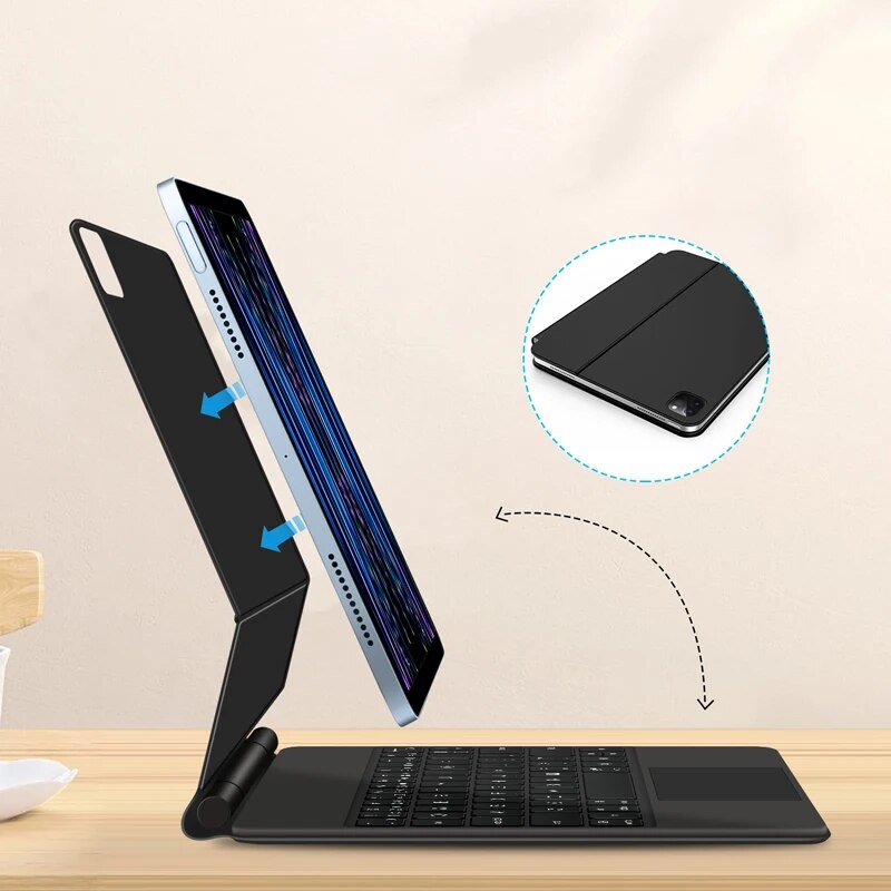TrackPad Magic Keyboard For iPad Pro 11 2022-2018 Air 5 4 10.9 Air4 Air5 Tablet Case Arabic Hebrew French German Portuguese_voghion.com