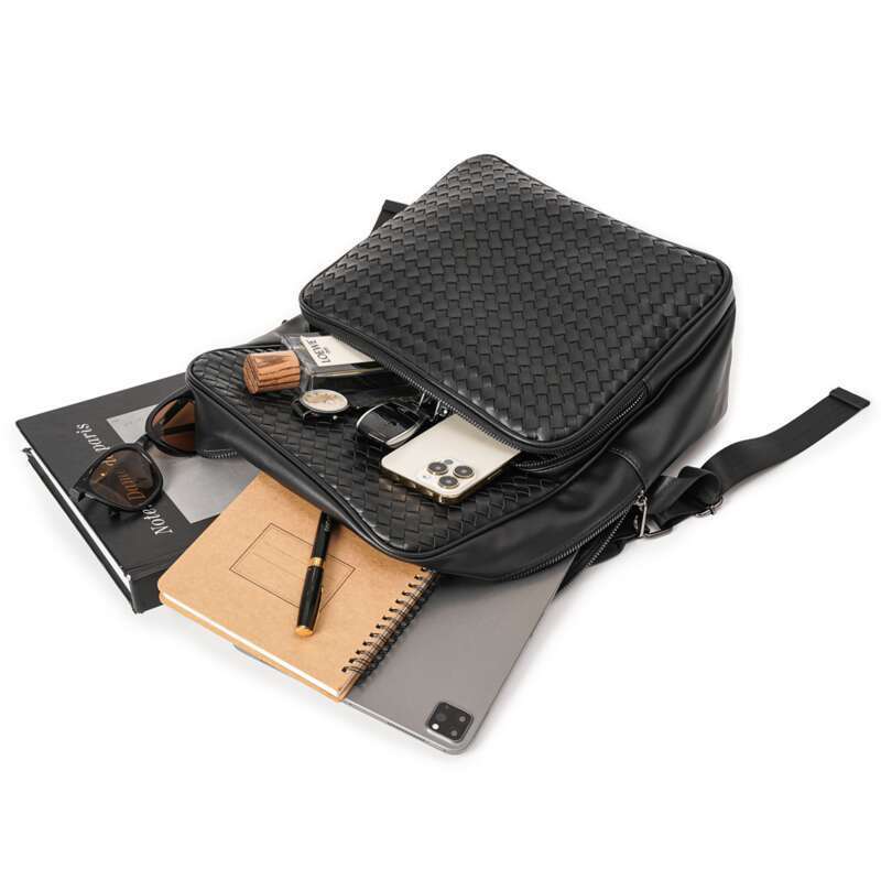 2025 Trendy Woven Backpack For Men - Business Casual 14" Laptop Bag, Large Water-Resistant Daypack, Anti-Theft Stylish Rucksack For Work & Travel_voghion.com