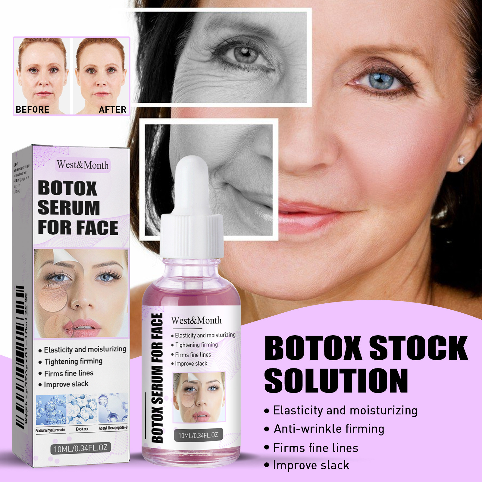 West&Month Wrinkle Lift Essenza antietà per la cura della pelle Rassoda la pelle e riduce le rughe_voghion.com