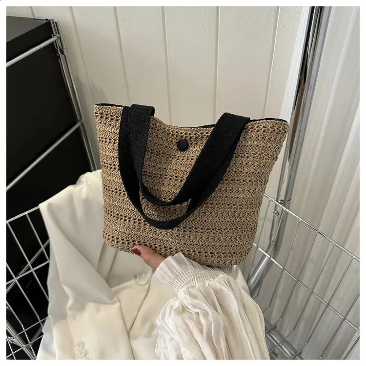 Personalisierte Stroh Tragetasche Für Damen Retro Strandhandtasche_voghion.com