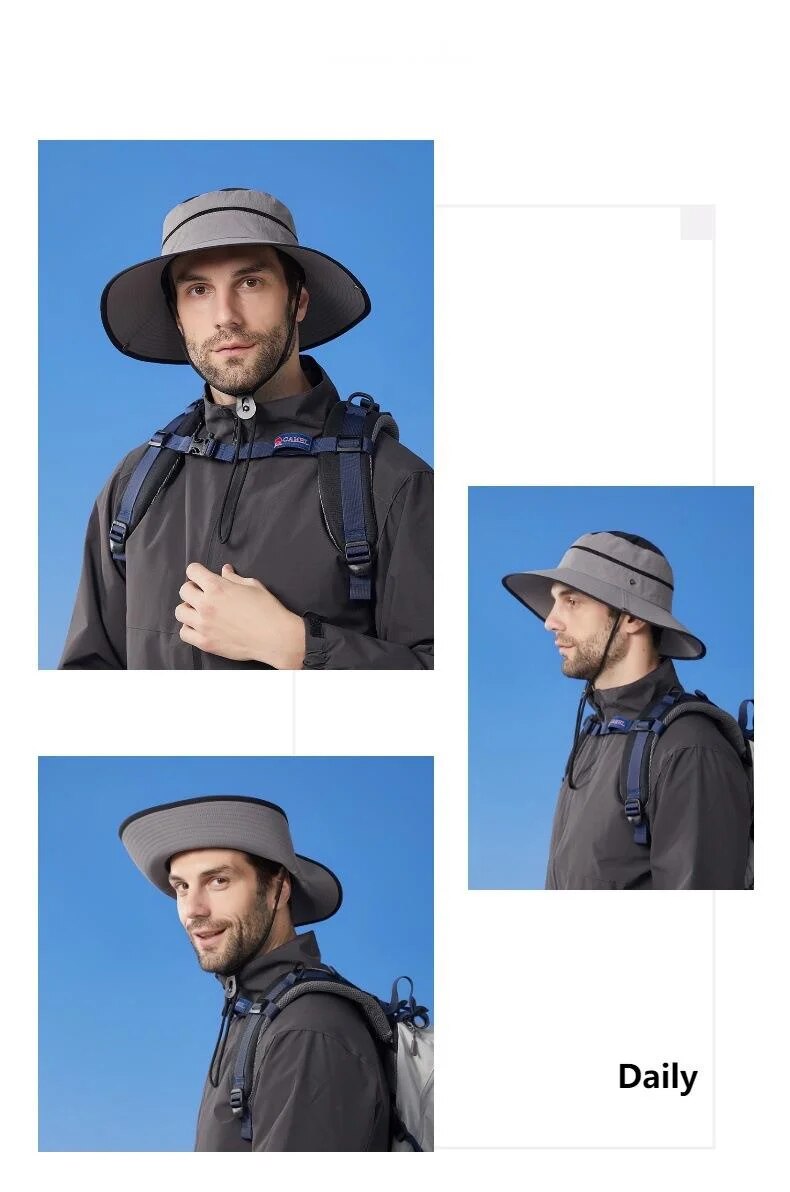 New Large Brimmed Waterproof Outdoor Hat for Men and Women, Suitable for Casual Mountaineering, Sun Protection, Face Covering, Fishing Hat_voghion.com