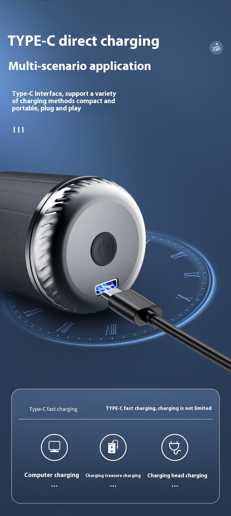 Mini-Elektrorasierer mit Ganzkörper-Wasserreinigung und wiederaufladbarem Akku_voghion.com