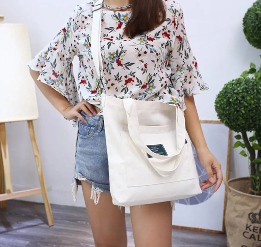 Kordelzug Frauen Handtaschen Große Kapazität Canvas Tasche Vintage Reißverschluss Klappe Schulter Messenger Umhängetaschen Beutel Bolsos_voghion.com