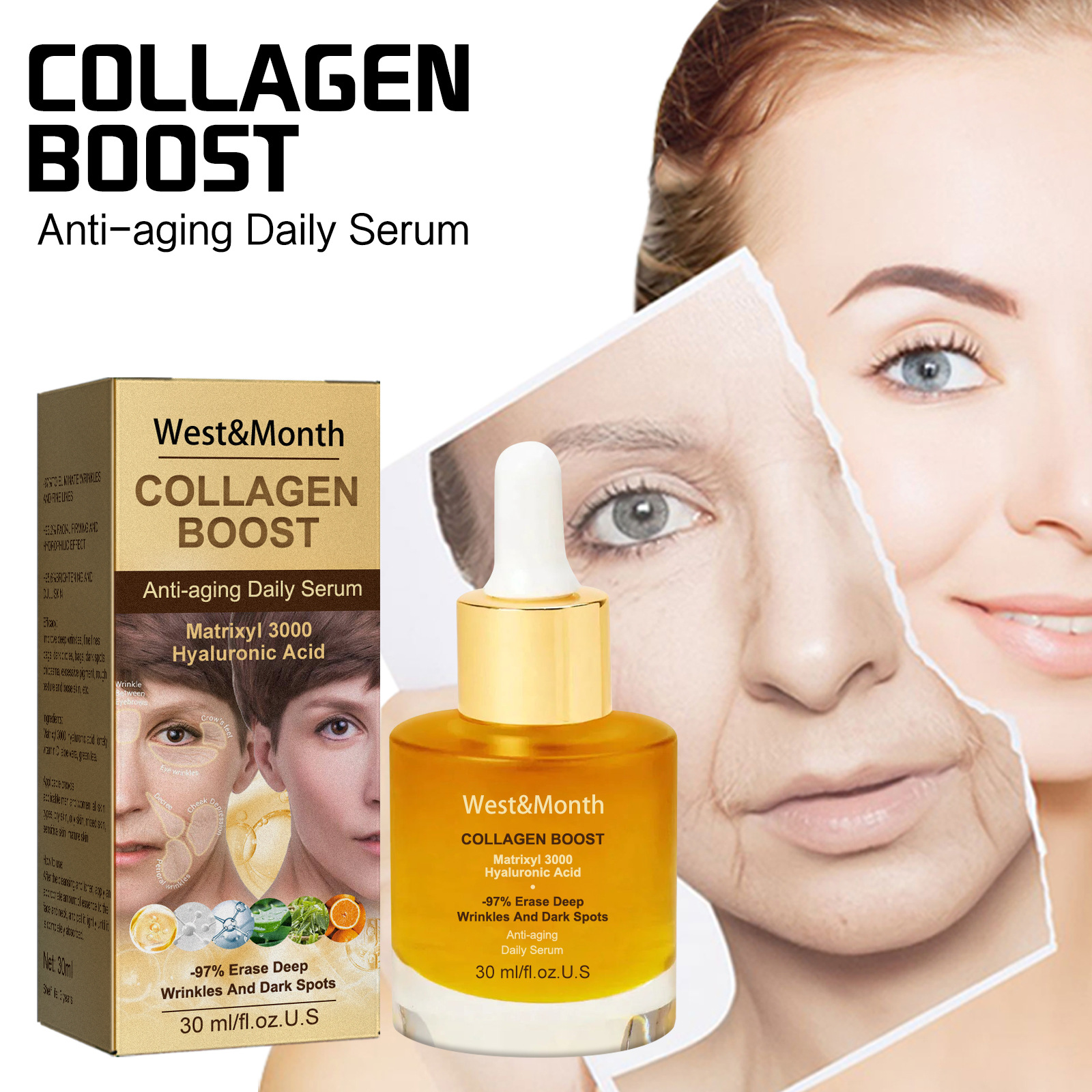 Anti Collagen Wrinkle essence Solution Moisturizes and desalinates spots to repair skin barrier_voghion.com