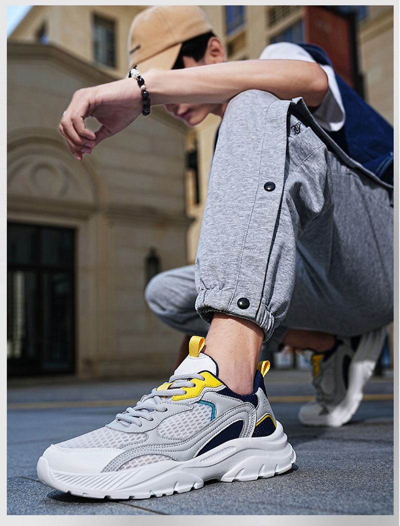 Zapatillas deportivas ligeras de caña baja para hombre, informales, de malla y suela gruesa, con suela gruesa y tendencia._voghion.com