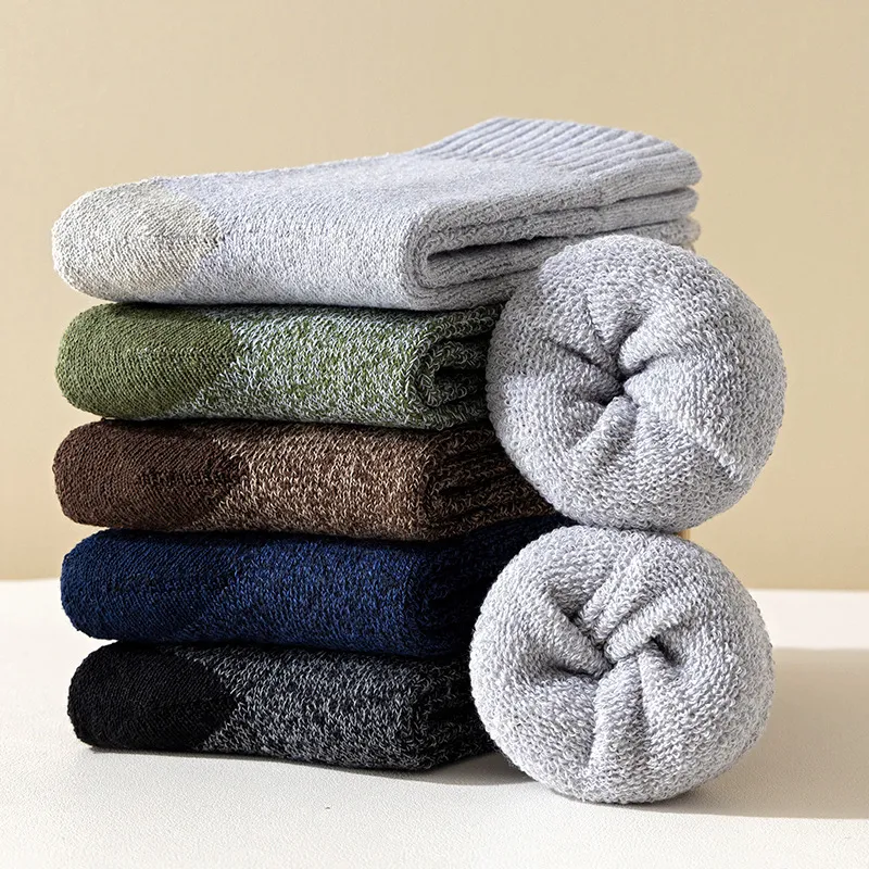 für Herren im Winter mit zusätzlichem Fleece und dickem, warmem Handtuch, Herren-Loop- oder Outdoor-Crew-Wandersocken_voghion.com