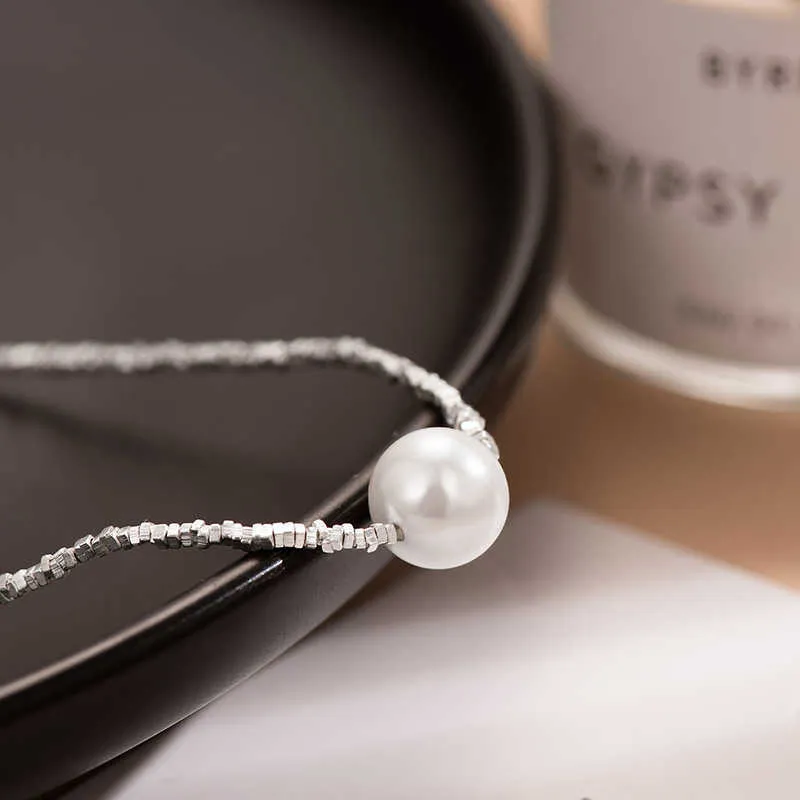 Irregular Beads Chain Women Jewelry Elegant Sterling Sier Pearl Charm Necklace_voghion.com