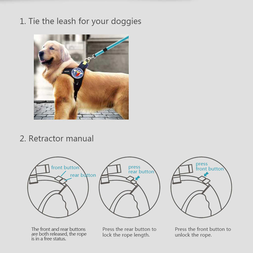 Retractable Dual Dog Leash For Walking Two Dogs With Light_voghion.com