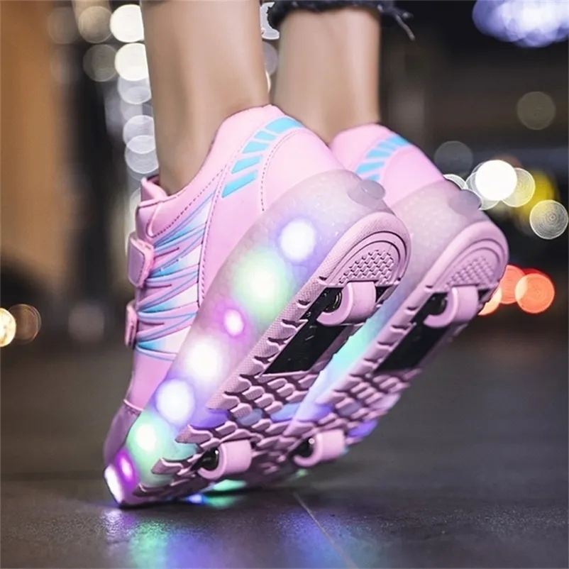 Sneakers Roller Skates 2 Wheels Shoes Glowing Lighted Led Children Boys Girls Kids Fashion Luminous Sports Boots Casual_voghion.com