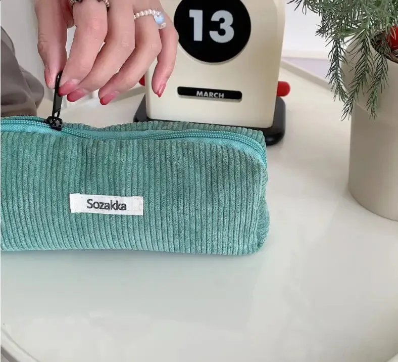 Große Kosmetiktasche aus Cordstoff für Damen, Reisetasche für Lippenstift, Organizer, Reißverschluss, Clutch, Handy-Geldbörse_voghion.com