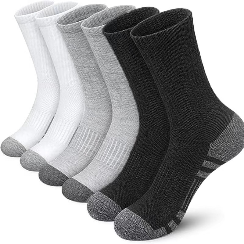 Unisex Socks Men's solid color match color sports socks Plus size basketball socks cotton breathable black black grey