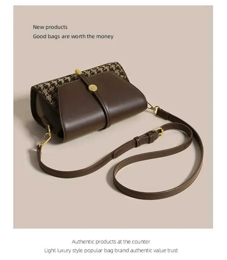 2024 Novas Mulheres Tote Canvas Splicing Couro Pequeno Quadrado Premium Qianniao Grid Bolsa de Axila Único Ombro Crossbody_voghion.com