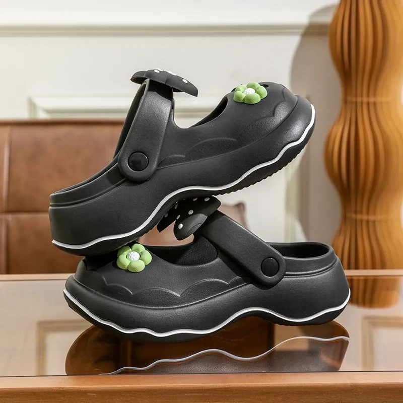  Summr Slipprs Thick Bottom Hom Slids Womn Fun EVA Hollow Outdoor Sandals Fmal Bach Anti-skid Platform_voghion.com