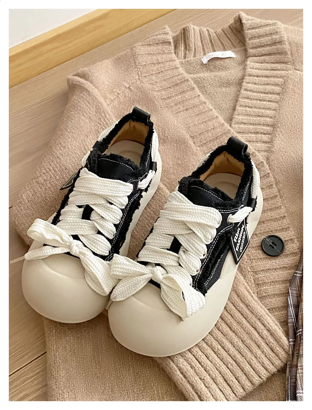 Damen Freizeitsneaker Mit Dicker Schleife Und Weicher Sohle_voghion.com