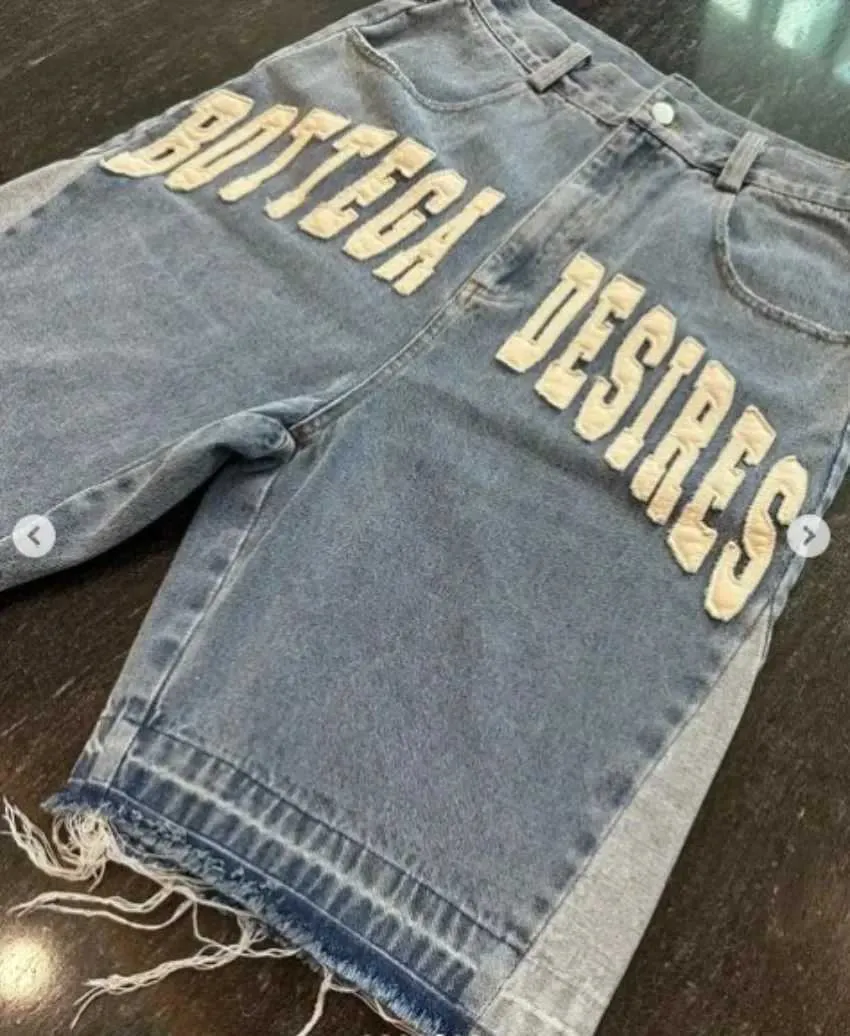 Pantaloncini in denim larghi con ricamo a motivo lettera Haruku Y2K Street da uomo, stile americano, nuova moda, gotici, a vita alta_voghion.com