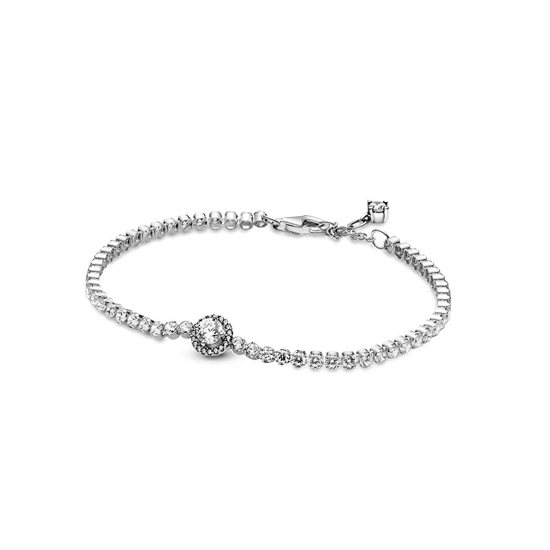 S Sterling Tennis Charm Armbänder für Frauen Mädchen Bling Diamant glänzende Kristall CZ Zirkon Pure Silber Liebe Designer_voghion.com