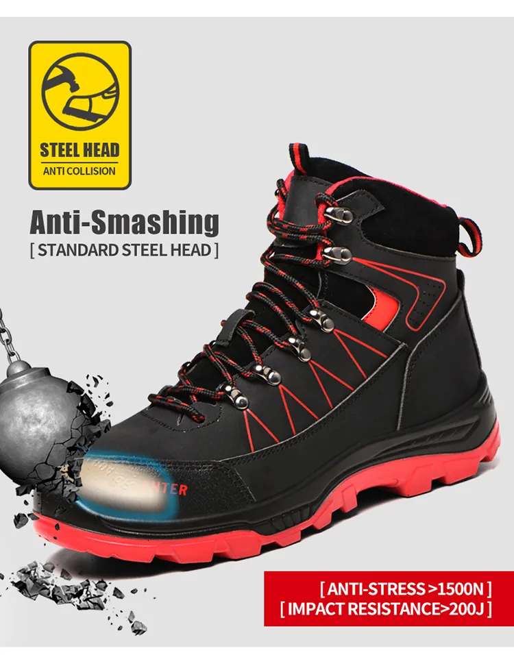 Herrenstiefel, leicht, bequem, Sicherheitsschuhe mit Stahlkappe, Arbeitsschuhe, Herren, unzerstörbare Sicherheitsschuhe_voghion.com